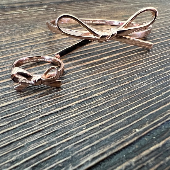kate spade Jewelry - Kate Spade- Skinny Mini Bow Bangle and Ring in Rose Gold